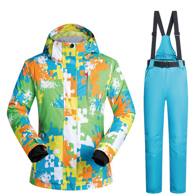 Costum de schi pentru bărbați femei Jachetă + pantaloni snowboard iarnă îmbrăcăminte snowboard parka impermeabilă rezistentă la vânt haină și pantaloni de schi