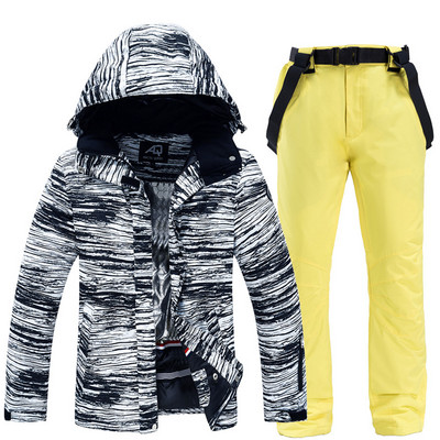 Κοστούμι σκι για άνδρες γυναίκες Μπουφάν Snowboarding + Παντελόνι Χειμερινό Snowboard Ρούχα αδιάβροχα Αντιανεμικό παλτό και παντελόνι για σκι Parka