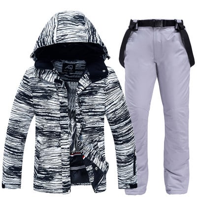 Κοστούμι σκι για άνδρες γυναίκες Μπουφάν Snowboarding + Παντελόνι Χειμερινό Snowboard Ρούχα αδιάβροχα Αντιανεμικό παλτό και παντελόνι για σκι Parka