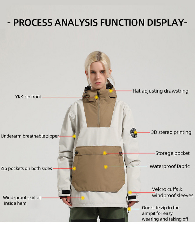 Moterų ir vyrų megztinė slidinėjimo striukė žiemai, šilta, vėjui nepralaidi, vandeniui atspari, kvėpuojanti moteriška snieglenčių striukė Vyriška striukė su gobtuvu Sniego paltai