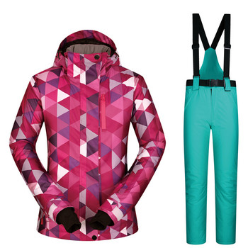 2019 Outdoot Γυναικεία χειμερινή στολή για σκι Ζεστό αντιανεμικό παντελόνι για κορίτσια μπουφάν σκι Σετ ρούχων Αδιάβροχο μονό διπλό σετ snowboard