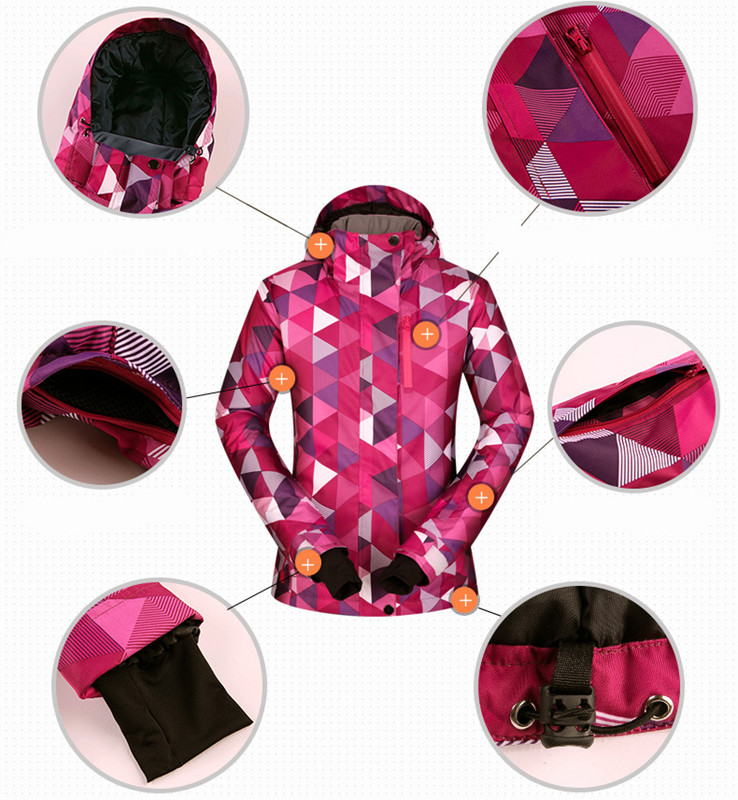 2019 Outdoor Dámsky zimný lyžiarsky oblek Teplé vetruodolné nohavice Dievčenská lyžiarska bunda Oblečenie Súpravy Nepremokavá Jednoduchá Dvojitá Snowboardová Súprava