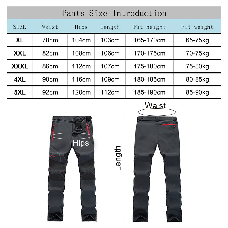 TRVLWEGO Trekking Outdoor Leisure Kelioninės Kelnės Storos Šiltos Soft Shell Kempingo Kelnės žygiams Slidinėjimo Kelnės Didesnis Dydis 5XL Moterys Vyrai