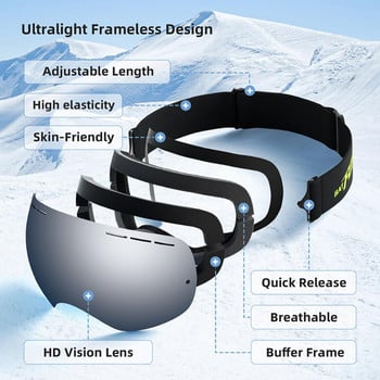 TPU Ski Goggles Outdoor Mountain Ski Αντιανεμικά γυαλιά Μεγάλα σφαιρικά γυαλιά σκι Ποδηλασία γυαλιά ηλίου Ανδρικά γυαλιά σκι