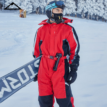 Мъжки ски костюм от една част 2022 Мъжко яке за сноуборд на открито Ветроустойчив водоустойчив гащеризон Дебел топъл ски костюм Поларен ски зимен