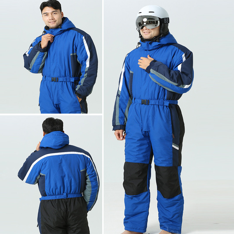 Мъжки ски костюм от една част 2022 Мъжко яке за сноуборд на открито Ветроустойчив водоустойчив гащеризон Дебел топъл ски костюм Поларен ски зимен