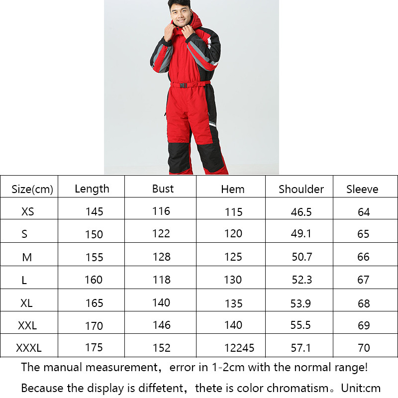 Мъжки ски костюм от една част 2022 Мъжко яке за сноуборд на открито Ветроустойчив водоустойчив гащеризон Дебел топъл ски костюм Поларен ски зимен