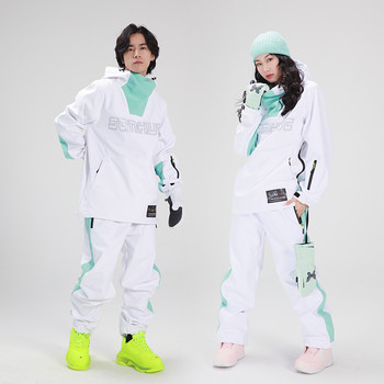 2022 Γυναικείο Σετ μπουφάν με κουκούλα για σκι Χειμερινό αδιάβροχο αδιάβροχο αντιανεμικό σκι Snowboarding Κοστούμι ανδρικό τζάκετ σκι Παντελόνι Snowsuits