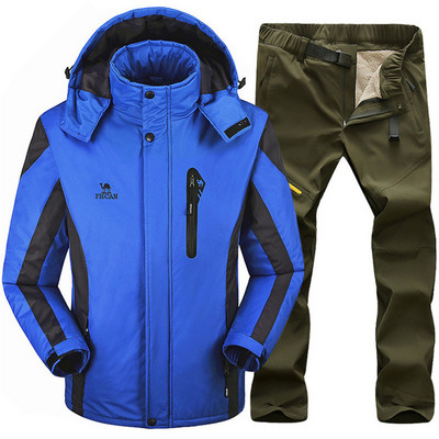 Slidinėjimo kostiumas vyrams Slidinėjimo ir snieglenčių sporto rinkiniai Itin šilti, vandeniui atsparūs, vėjui nepralaidūs snieglentės vilnos striukė + kelnės žieminiai sniego kostiumai vyrams
