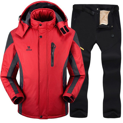 Slidinėjimo kostiumas vyrams Slidinėjimo ir snieglenčių sporto rinkiniai Itin šilti, vandeniui atsparūs, vėjui nepralaidūs snieglentės vilnos striukė + kelnės žieminiai sniego kostiumai vyrams