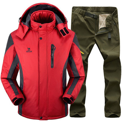 Slidinėjimo kostiumas vyrams Slidinėjimo ir snieglenčių sporto rinkiniai Itin šilti, vandeniui atsparūs, vėjui nepralaidūs snieglentės vilnos striukė + kelnės žieminiai sniego kostiumai vyrams