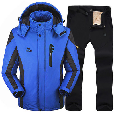Slidinėjimo kostiumas vyrams Slidinėjimo ir snieglenčių sporto rinkiniai Itin šilti, vandeniui atsparūs, vėjui nepralaidūs snieglentės vilnos striukė + kelnės žieminiai sniego kostiumai vyrams