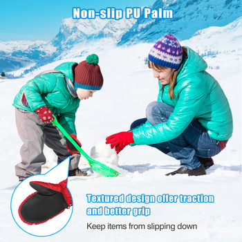 MoKo Kids зимни водоустойчиви ръкавици за сняг Едноцветни анимационни уши Термоизолирани ветроустойчиви спортни сноуборд ски топли ръкавици