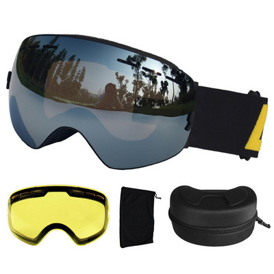 LOCLE Ochelari de schi anti-aburire Ochelari de schi UV400 Straturi duble Schi Snowboard Ochelari de zăpadă Ochelari de schi cu o lentilă de strălucire