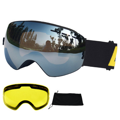 LOCLE Ochelari de schi anti-aburire Ochelari de schi UV400 Straturi duble Schi Snowboard Ochelari de zăpadă Ochelari de schi cu o lentilă de strălucire