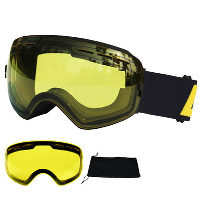 LOCLE Ochelari de schi anti-aburire Ochelari de schi UV400 Straturi duble Schi Snowboard Ochelari de zăpadă Ochelari de schi cu o lentilă de strălucire