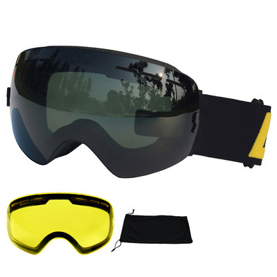 LOCLE Ochelari de schi anti-aburire Ochelari de schi UV400 Straturi duble Schi Snowboard Ochelari de zăpadă Ochelari de schi cu o lentilă de strălucire