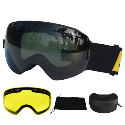 LOCLE Ochelari de schi anti-aburire Ochelari de schi UV400 Straturi duble Schi Snowboard Ochelari de zăpadă Ochelari de schi cu o lentilă de strălucire