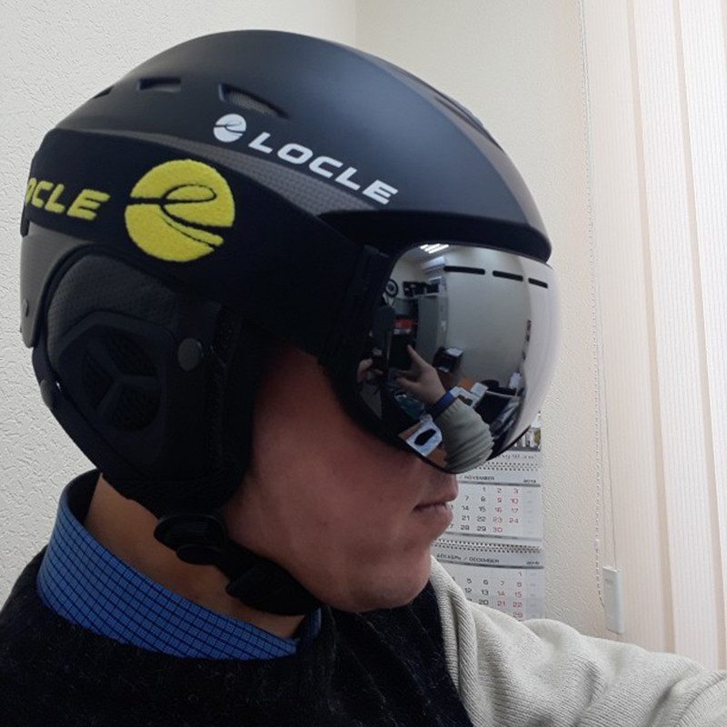 LOCLE Ochelari de schi anti-aburire Ochelari de schi UV400 Straturi duble Schi Snowboard Ochelari de zăpadă Ochelari de schi cu o lentilă de strălucire