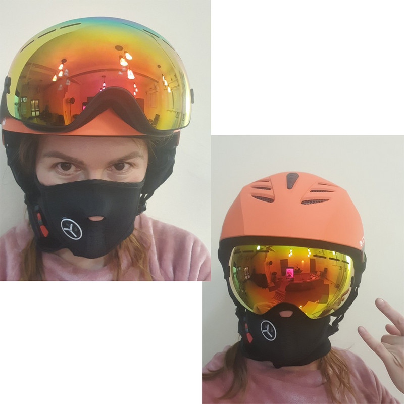 LOCLE Ochelari de schi anti-aburire Ochelari de schi UV400 Straturi duble Schi Snowboard Ochelari de zăpadă Ochelari de schi cu o lentilă de strălucire