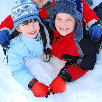 Термични ски ръкавици Деца Детски зимни поларени водоустойчиви топли детски сноуборд Снежни ръкавици Каране на ски за 8-15 години