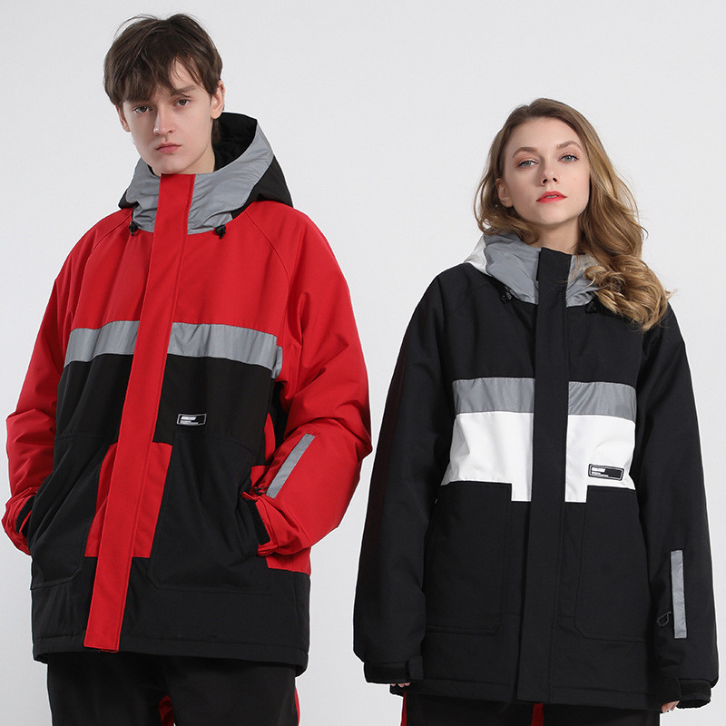 Zimná športová snehová bunda pre mužov, outdoorová teplá lyžiarska bunda pre ženy, reflexná s kapucňou, snowboardová dámska vrchná bielizeň, vetruodolná tepláková súprava