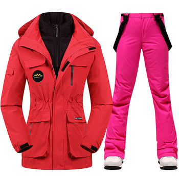 Χειμερινή στολή σκι Γυναικεία τζάκετ παντελόνι υψηλής ποιότητας για γυναίκες Ζεστές αδιάβροχες αντιανεμικές στολές σκι και σνόουμπορντ