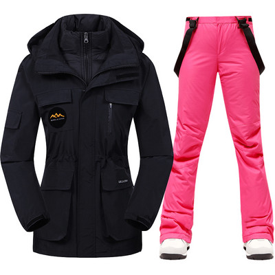 Zimný lyžiarsky overal pre ženy, vysoko kvalitná lyžiarska bunda, nohavice, teplé, nepremokavé, vetruodolné, lyžiarske a snowboardové overaly