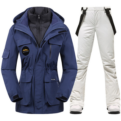 Zimný lyžiarsky overal pre ženy, vysoko kvalitná lyžiarska bunda, nohavice, teplé, nepremokavé, vetruodolné, lyžiarske a snowboardové overaly