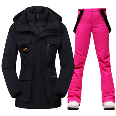 Zimný lyžiarsky overal pre ženy, vysoko kvalitná lyžiarska bunda, nohavice, teplé, nepremokavé, vetruodolné, lyžiarske a snowboardové overaly