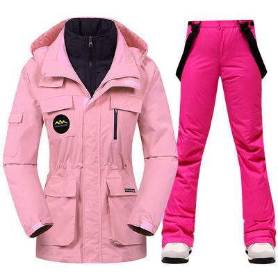 Zimný lyžiarsky overal pre ženy, vysoko kvalitná lyžiarska bunda, nohavice, teplé, nepremokavé, vetruodolné, lyžiarske a snowboardové overaly