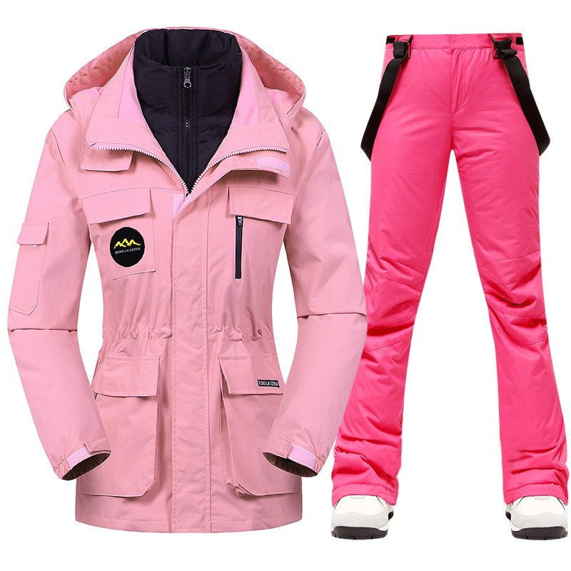 Zimný lyžiarsky overal pre ženy, vysoko kvalitná lyžiarska bunda, nohavice, teplé, nepremokavé, vetruodolné, lyžiarske a snowboardové overaly