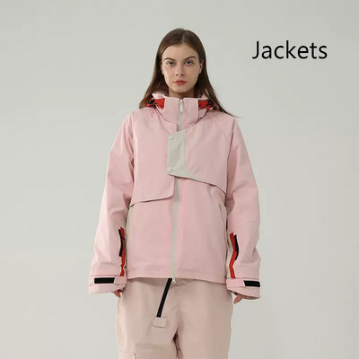 Zimná nová lyžiarska bunda, outdoorové turistické bundy, pánska snowboardová bunda, vetruodolná nepremokavá lyžiarska bunda, dámska kapucňa, voľná teplá bunda