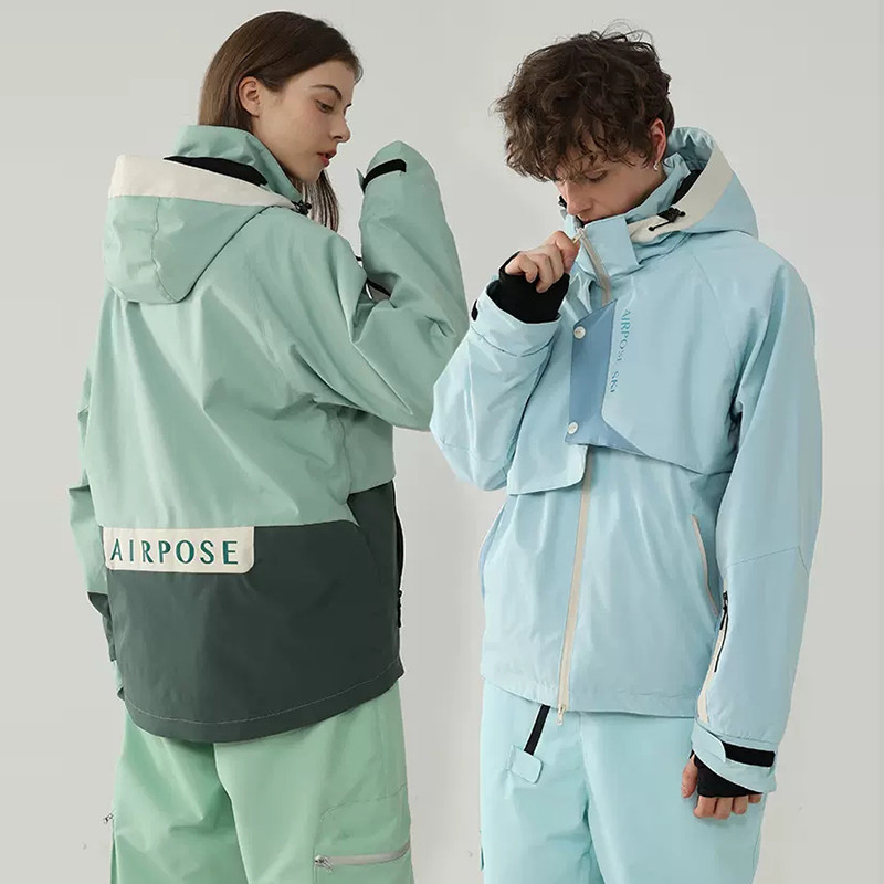 Zimná nová lyžiarska bunda, outdoorové turistické bundy, pánska snowboardová bunda, vetruodolná nepremokavá lyžiarska bunda, dámska kapucňa, voľná teplá bunda