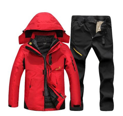 Lyžiarska bunda pre mužov, teplá zimná lyžiarska a snowboardová súprava, pánske nepremokavé outdoorové lezecké bundy, trekingové nohavice, pánsky lyžiarsky overal