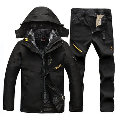 Lyžiarska bunda pre mužov, teplá zimná lyžiarska a snowboardová súprava, pánske nepremokavé outdoorové lezecké bundy, trekingové nohavice, pánsky lyžiarsky overal