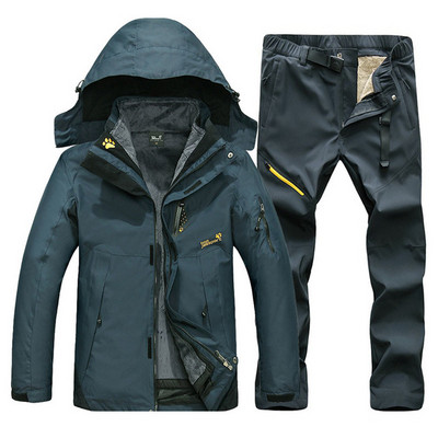 Lyžiarska bunda pre mužov, teplá zimná lyžiarska a snowboardová súprava, pánske nepremokavé outdoorové lezecké bundy, trekingové nohavice, pánsky lyžiarsky overal
