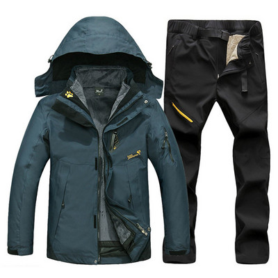 Lyžiarska bunda pre mužov, teplá zimná lyžiarska a snowboardová súprava, pánske nepremokavé outdoorové lezecké bundy, trekingové nohavice, pánsky lyžiarsky overal
