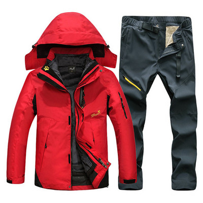 Lyžiarska bunda pre mužov, teplá zimná lyžiarska a snowboardová súprava, pánske nepremokavé outdoorové lezecké bundy, trekingové nohavice, pánsky lyžiarsky overal