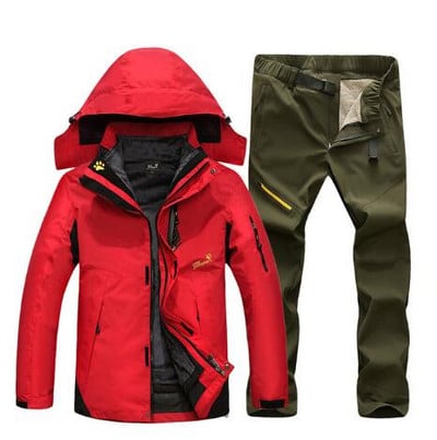 Lyžiarska bunda pre mužov, teplá zimná lyžiarska a snowboardová súprava, pánske nepremokavé outdoorové lezecké bundy, trekingové nohavice, pánsky lyžiarsky overal