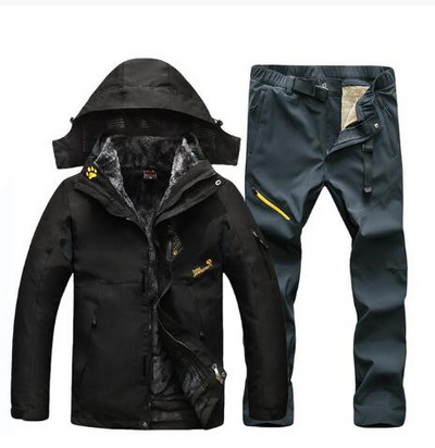 Lyžiarska bunda pre mužov, teplá zimná lyžiarska a snowboardová súprava, pánske nepremokavé outdoorové lezecké bundy, trekingové nohavice, pánsky lyžiarsky overal