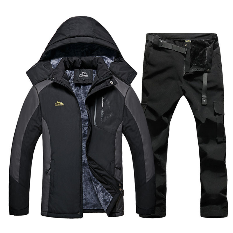 Costum de schi de iarnă 2020 pentru bărbați, impermeabil, rezistent la vânt, super cald, din fleece, haină de zăpadă, pentru bărbați, seturi de jachete și pantaloni de snowboard.