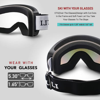Ски очила, зимни снежни спортове с противозамъгляваща двойна леща ски маска очила ски мъже жени очила за сняг M3