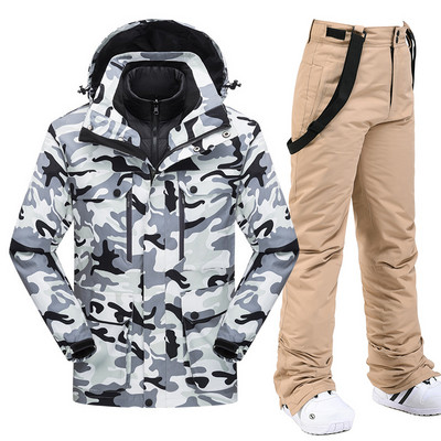 Nouă îmbrăcăminte de munte de zăpadă Costume de snowboard pentru bărbați Costum de schi rezistent la vânt Jachetă și salopete de schi Pantaloni de schi