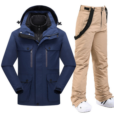 Nouă îmbrăcăminte de munte de zăpadă Costume de snowboard pentru bărbați Costum de schi rezistent la vânt Jachetă și salopete de schi Pantaloni de schi