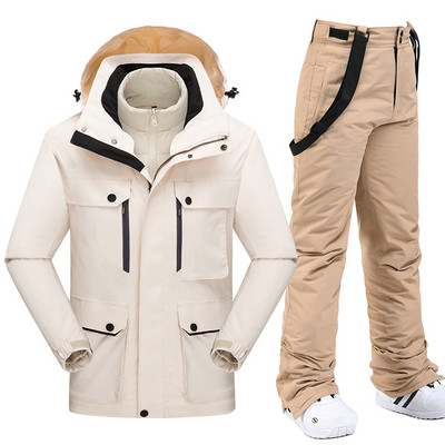 Nouă îmbrăcăminte de munte de zăpadă Costume de snowboard pentru bărbați Costum de schi rezistent la vânt Jachetă și salopete de schi Pantaloni de schi