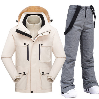 Nouă îmbrăcăminte de munte de zăpadă Costume de snowboard pentru bărbați Costum de schi rezistent la vânt Jachetă și salopete de schi Pantaloni de schi