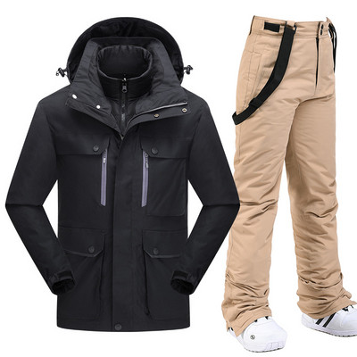 Nouă îmbrăcăminte de munte de zăpadă Costume de snowboard pentru bărbați Costum de schi rezistent la vânt Jachetă și salopete de schi Pantaloni de schi