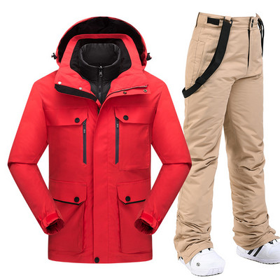 Nouă îmbrăcăminte de munte de zăpadă Costume de snowboard pentru bărbați Costum de schi rezistent la vânt Jachetă și salopete de schi Pantaloni de schi