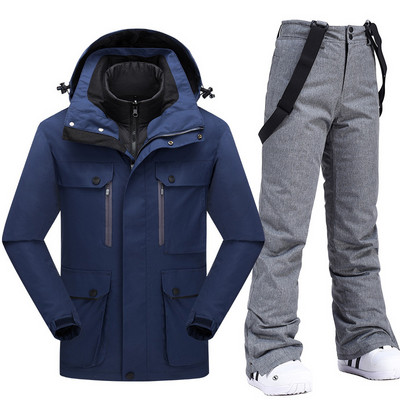 Nouă îmbrăcăminte de munte de zăpadă Costume de snowboard pentru bărbați Costum de schi rezistent la vânt Jachetă și salopete de schi Pantaloni de schi